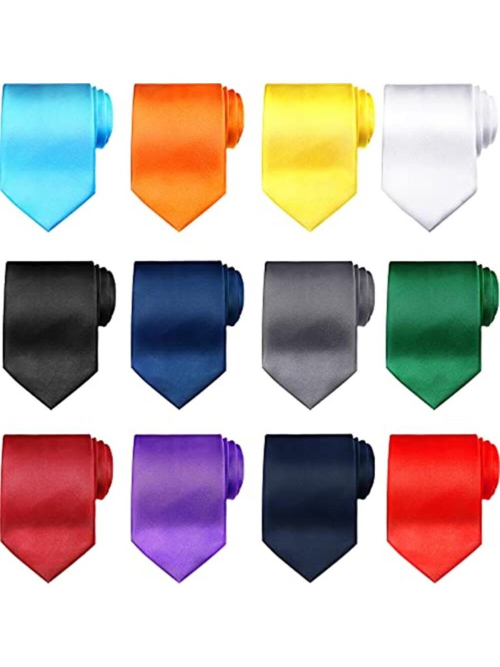12 pcs Boys Ties Bulk Clip on Ties Solid Color Pre-tied Necktie with Elastic